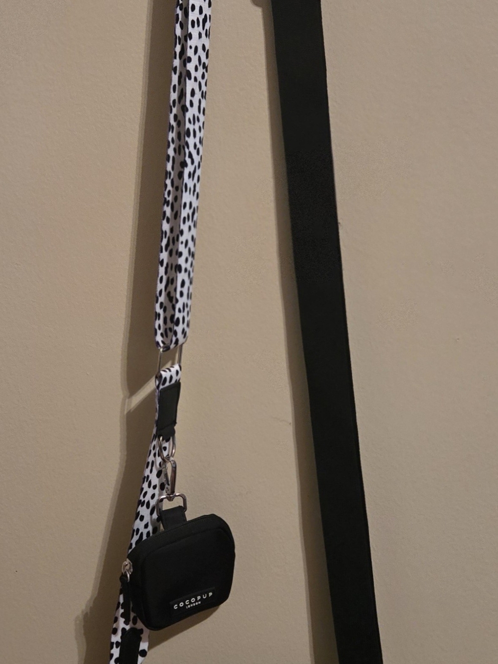 Black Crossbody Dog Walking Bag From Cocopup London with Dalmatian Strap